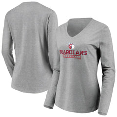 Gray Cleveland Guardians Women's Evanston Stencil Long Sleeve V-Neck T-Shirt