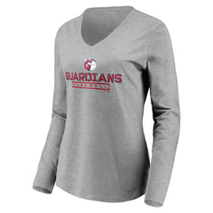 Gray Cleveland Guardians Women's Evanston Stencil Long Sleeve V-Neck T-Shirt