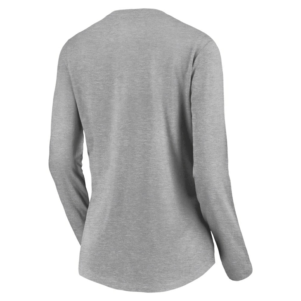Gray Cleveland Guardians Women's Evanston Stencil Long Sleeve V-Neck T-Shirt