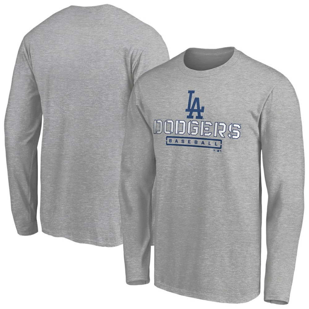 Gray Los Angeles Dodgers Evanston Stencil Long Sleeve T-Shirt