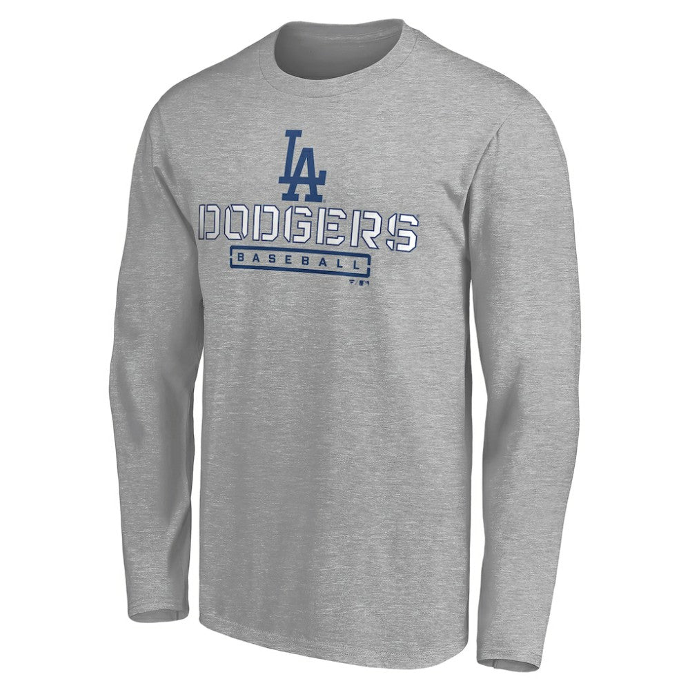 Gray Los Angeles Dodgers Evanston Stencil Long Sleeve T-Shirt
