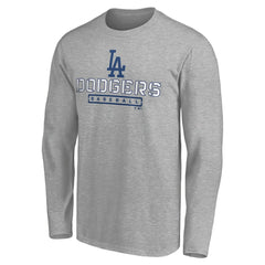Gray Los Angeles Dodgers Evanston Stencil Long Sleeve T-Shirt