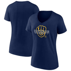 Navy Milwaukee Brewers Women's Stellar V-Neck T-Shirt