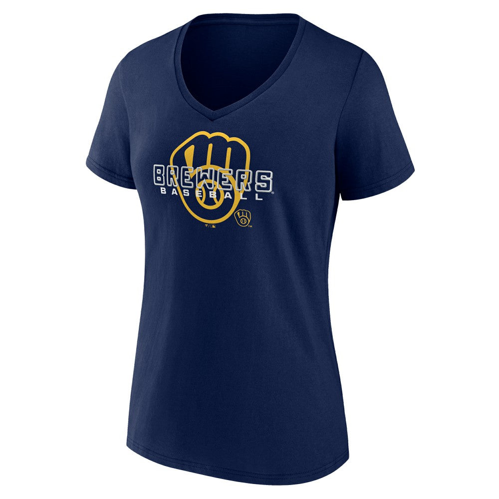 Navy Milwaukee Brewers Women's Stellar V-Neck T-Shirt