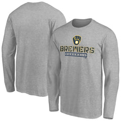 Gray Milwaukee Brewers Evanston Stencil Long Sleeve T-Shirt