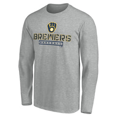 Gray Milwaukee Brewers Evanston Stencil Long Sleeve T-Shirt