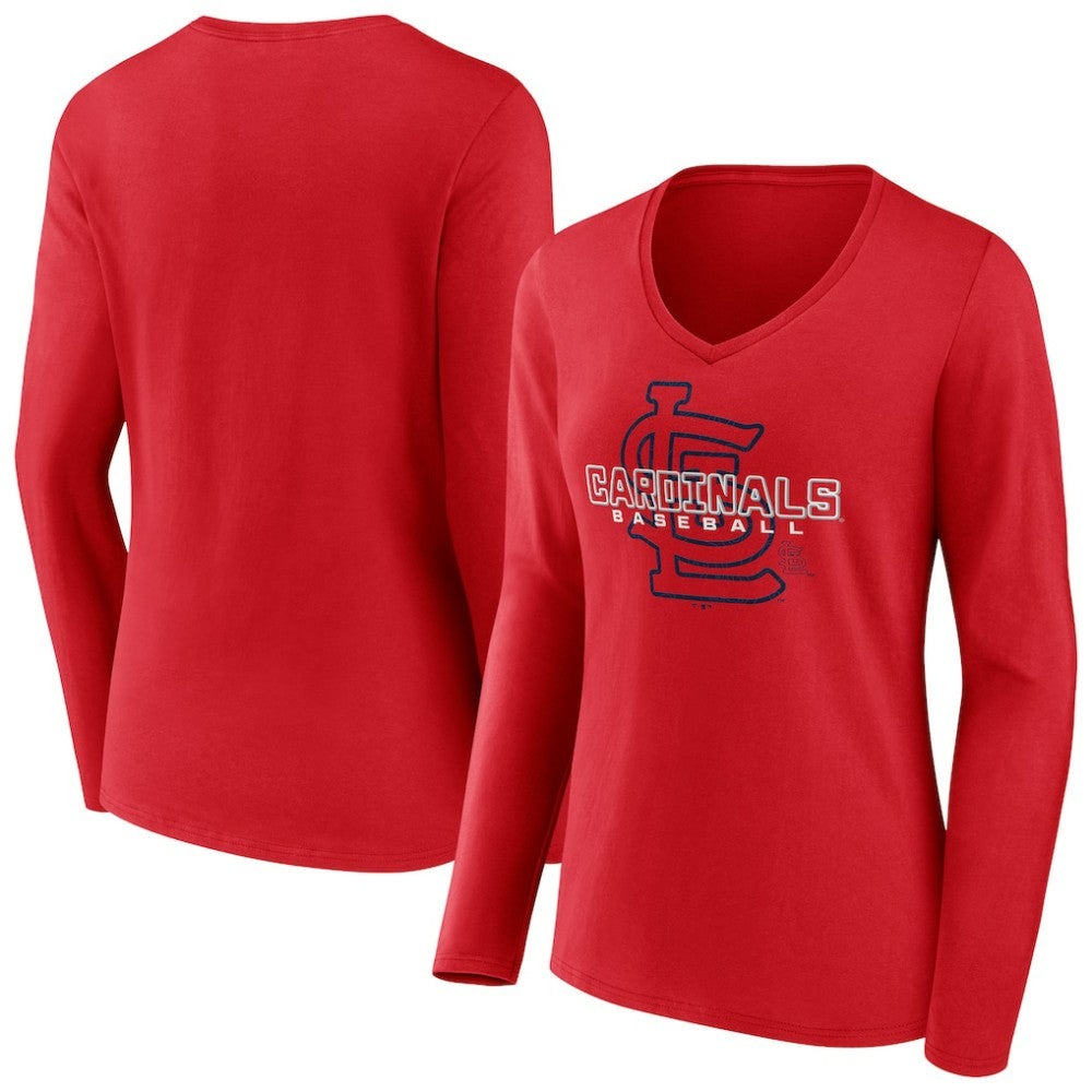 Red St. Louis Cardinals Women's Stellar Long Sleeve V-Neck T-Shirt