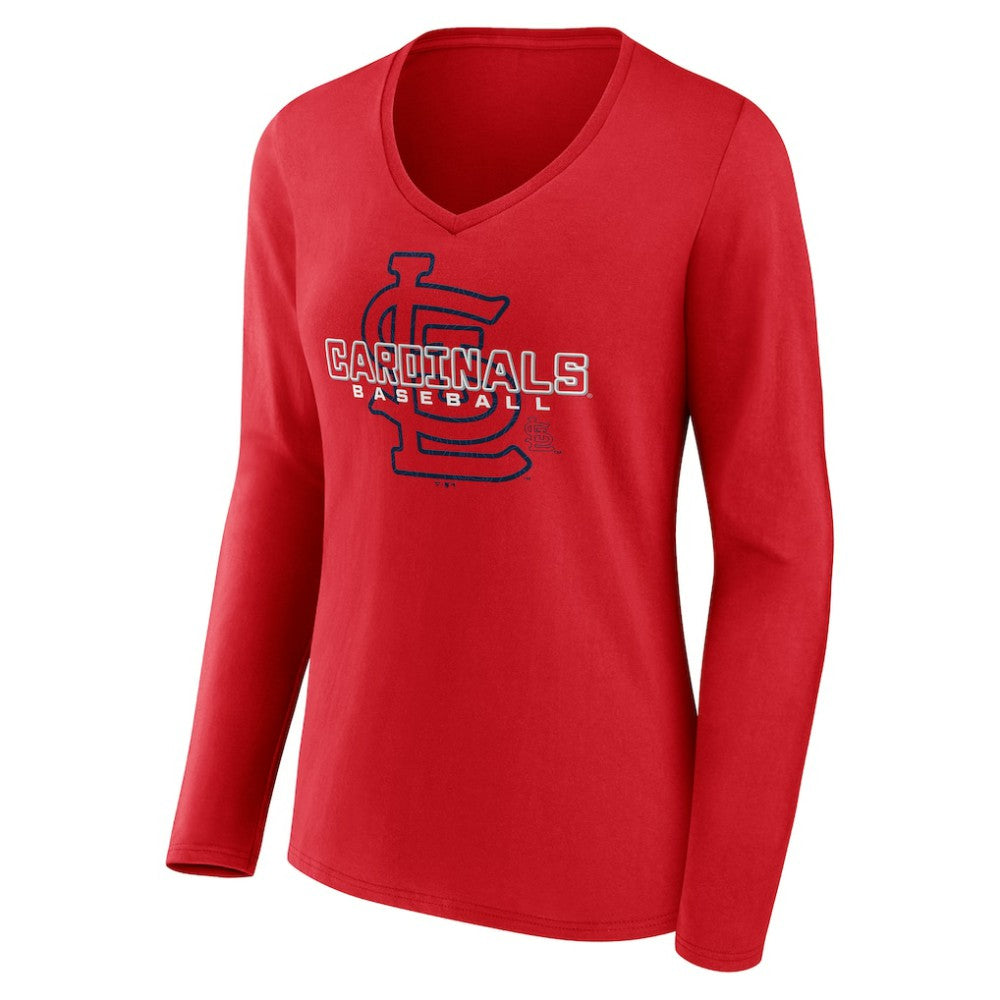 Red St. Louis Cardinals Women's Stellar Long Sleeve V-Neck T-Shirt