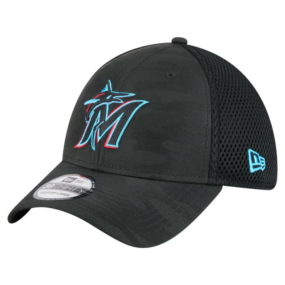 Black Miami Marlins New Era Subtle Camo 39THIRTY Flex Hat