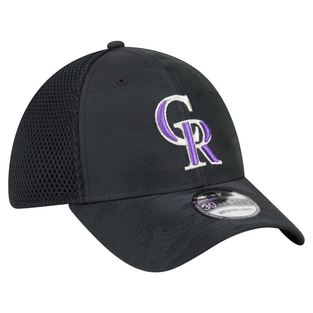 Black Colorado Rockies New Era Subtle Camo 39THIRTY Flex Hat