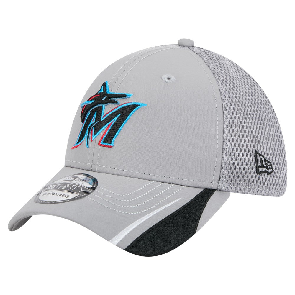 Gray Miami Marlins New Era Linear 39THIRTY Flex Hat