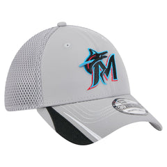 Gray Miami Marlins New Era Linear 39THIRTY Flex Hat