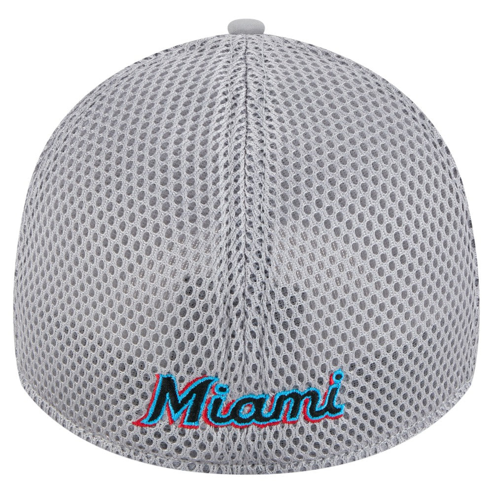Gray Miami Marlins New Era Linear 39THIRTY Flex Hat