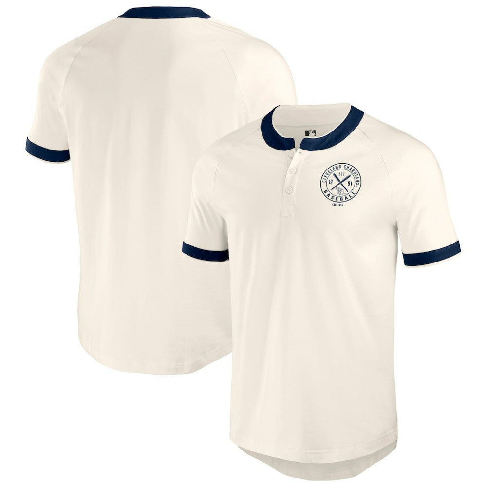 White Cleveland Guardians Darius Rucker Collection by Fanatics Henley Raglan T-Shirt