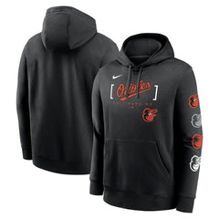 Black Baltimore Orioles Nike Club Stack Pullover Hoodie