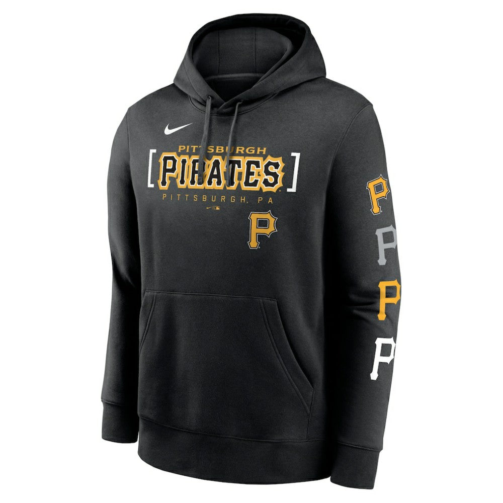 Black Pittsburgh Pirates Nike Club Stack Pullover Hoodie