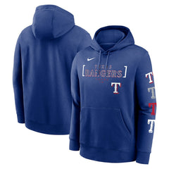 Royal Texas Rangers Nike Club Stack Pullover Hoodie
