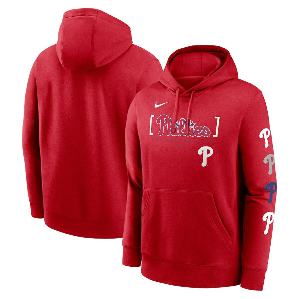 Red Philadelphia Phillies Nike Club Stack Pullover Hoodie