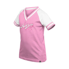 Pink Houston Astros New Era Girls Youth Mommy & Me Raglan V-Neck T-Shirt