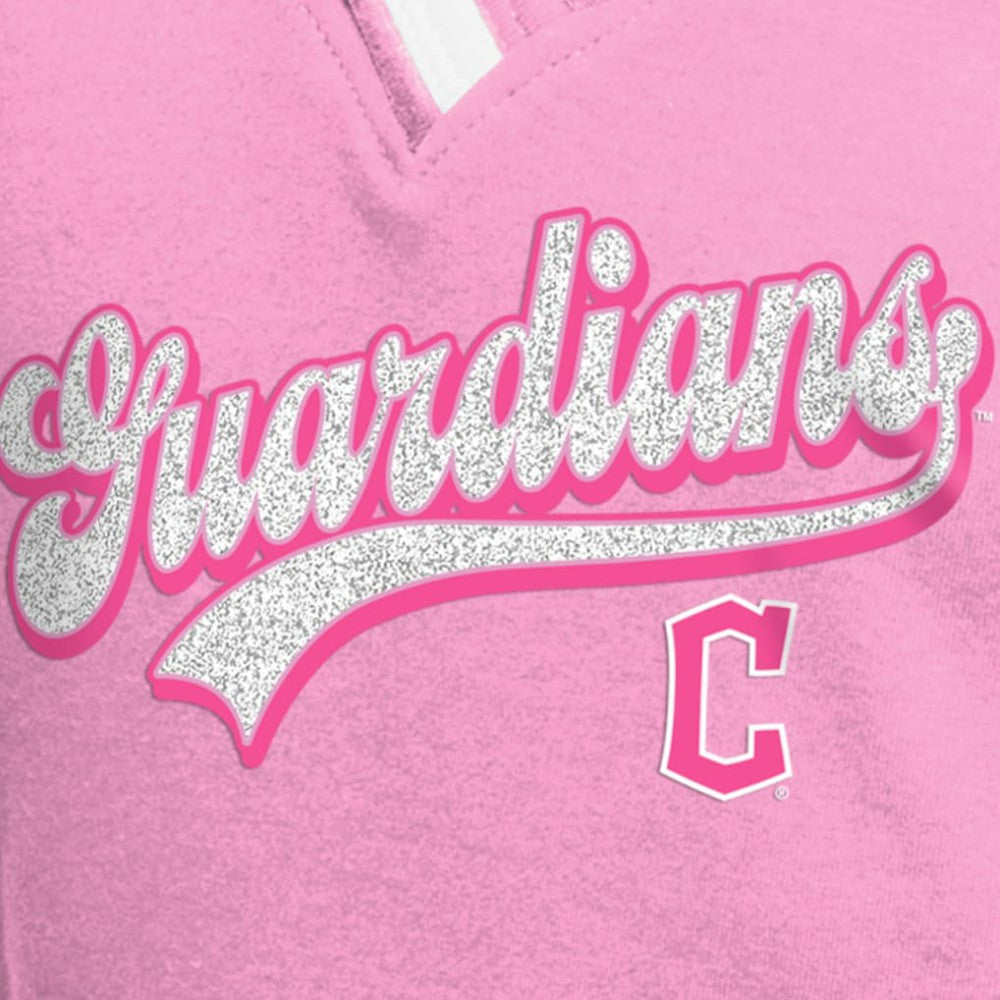 Pink Cleveland Guardians New Era Girls Youth Mommy & Me Raglan V-Neck T-Shirt