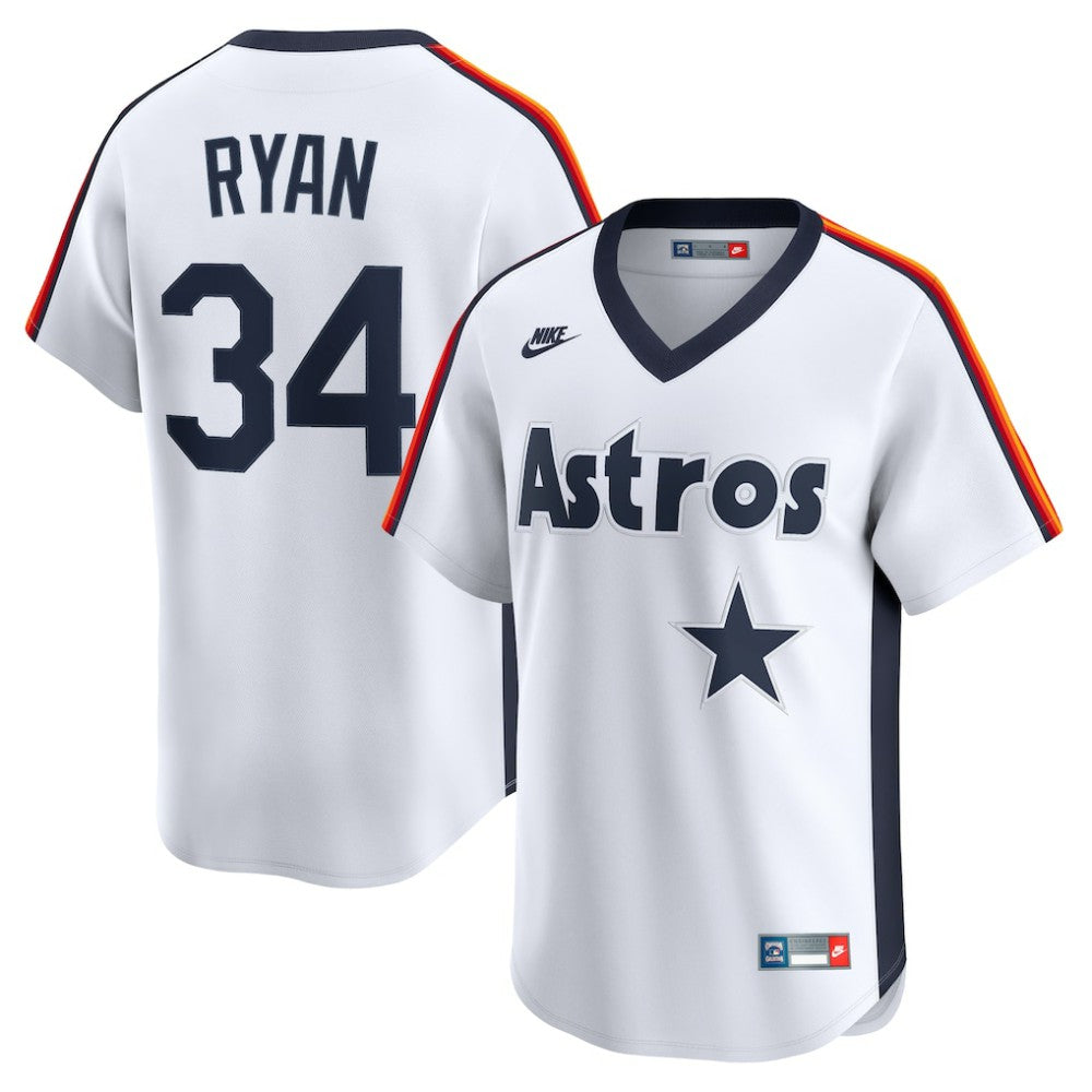 White Nolan Ryan Houston Astros Nike Throwback Cooperstown Collection Limited Jersey