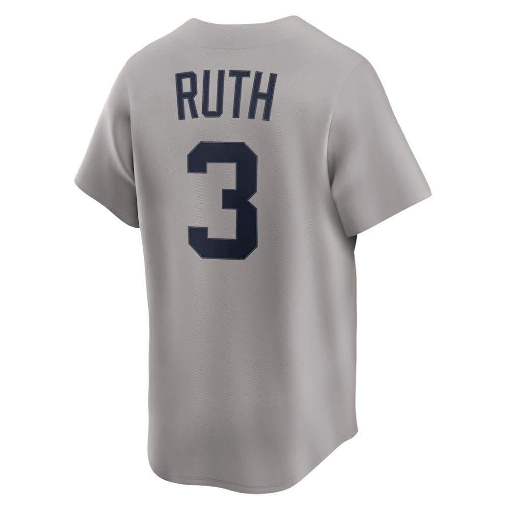 Gray Babe Ruth New York Yankees Nike Throwback Cooperstown Collection Limited Jersey