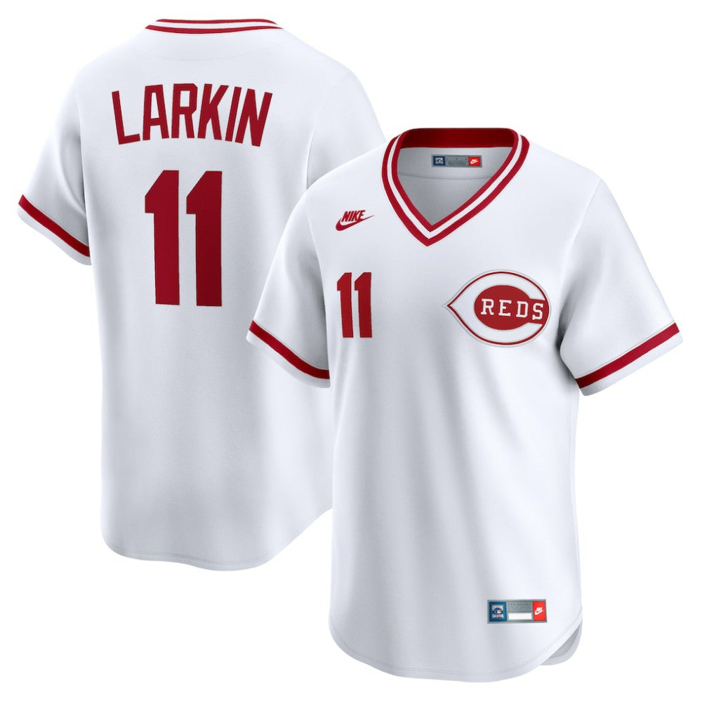 White Barry Larkin Cincinnati Reds Nike Throwback Cooperstown Collection Limited Jersey