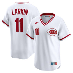 White Barry Larkin Cincinnati Reds Nike Throwback Cooperstown Collection Limited Jersey