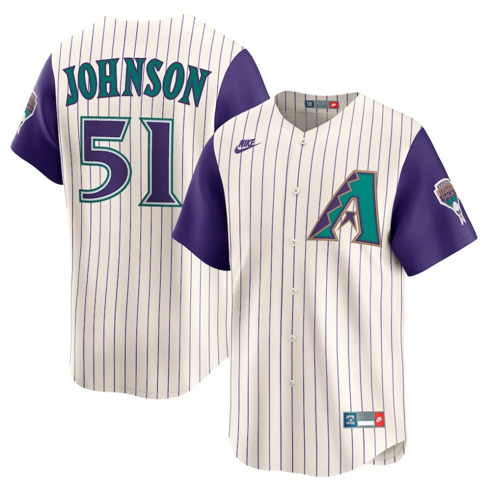 Cream Randy Johnson Arizona Diamondbacks Nike Throwback Cooperstown Collection Limited Jersey