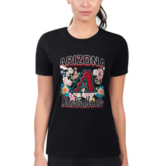 Black Arizona Diamondbacks G-III 4Her by Carl Banks Women's Super-Slim Fit Lightweight Flowers Graphic T-Shirt