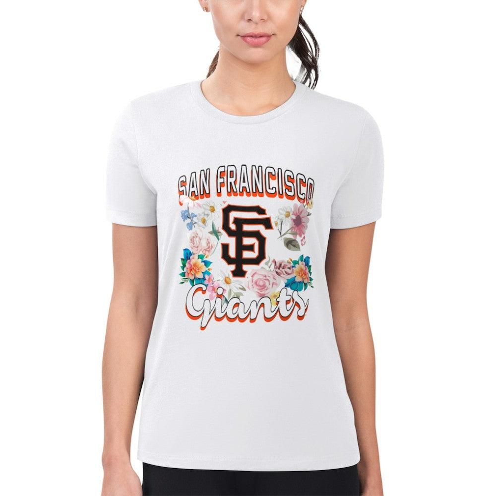 White San Francisco Giants G-III 4Her by Carl Banks Women's Super-Slim Fit Lightweight Flowers Graphic T-Shirt