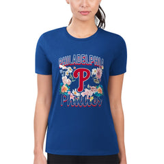 Royal Philadelphia Phillies G-III 4Her by Carl Banks Women's Super-Slim Fit Lightweight Flowers Graphic T-Shirt