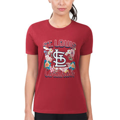 Red St. Louis Cardinals G-III 4Her by Carl Banks Women's Super-Slim Fit Lightweight Flowers Graphic T-Shirt