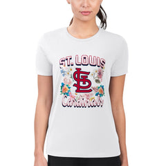 White St. Louis Cardinals G-III 4Her by Carl Banks Women's Super-Slim Fit Lightweight Flowers Graphic T-Shirt