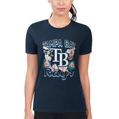 Navy Tampa Bay Rays G-III 4Her by Carl Banks Women's Super-Slim Fit Lightweight Flowers Graphic T-Shirt