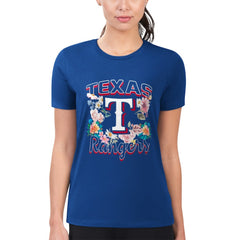 Royal Texas Rangers G-III 4Her by Carl Banks Women's Super-Slim Fit Lightweight Flowers Graphic T-Shirt