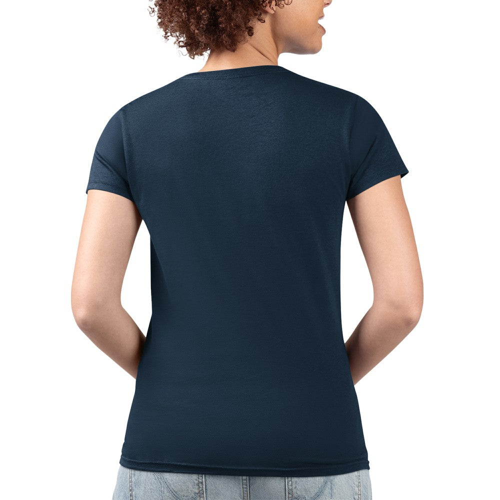 Navy Los Angeles Angels G-III 4Her by Carl Banks Women's Super-Slim Fit Lightweight Flowers Graphic V-Neck T-Shirt