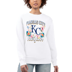 White Kansas City Royals G-III 4Her by Carl Banks Women's Flowers Graphic Pullover Sweatshirt
