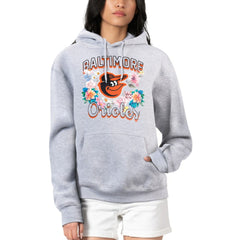 Heather Gray Baltimore Orioles G-III 4Her by Carl Banks Women's Flowers Graphic Pullover Hoodie