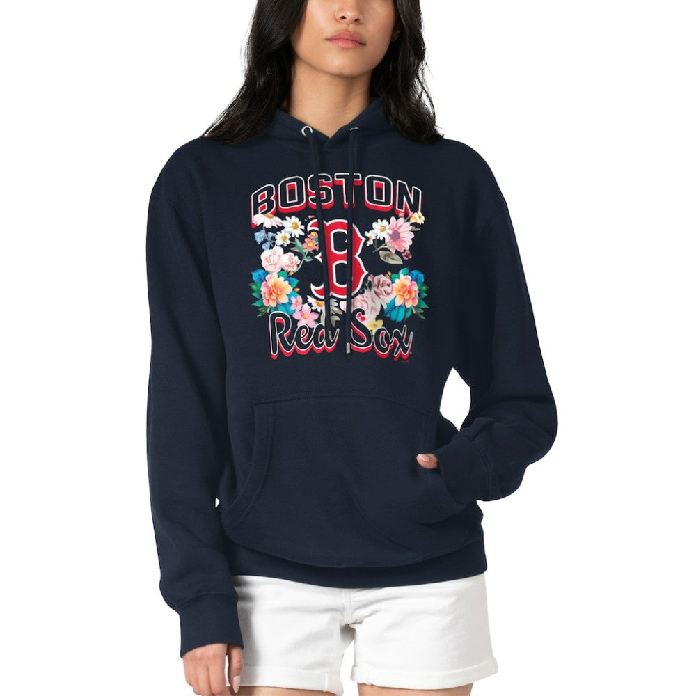 Navy Boston Red Sox G-III 4Her by Carl Banks Women's Flowers Graphic Pullover Hoodie