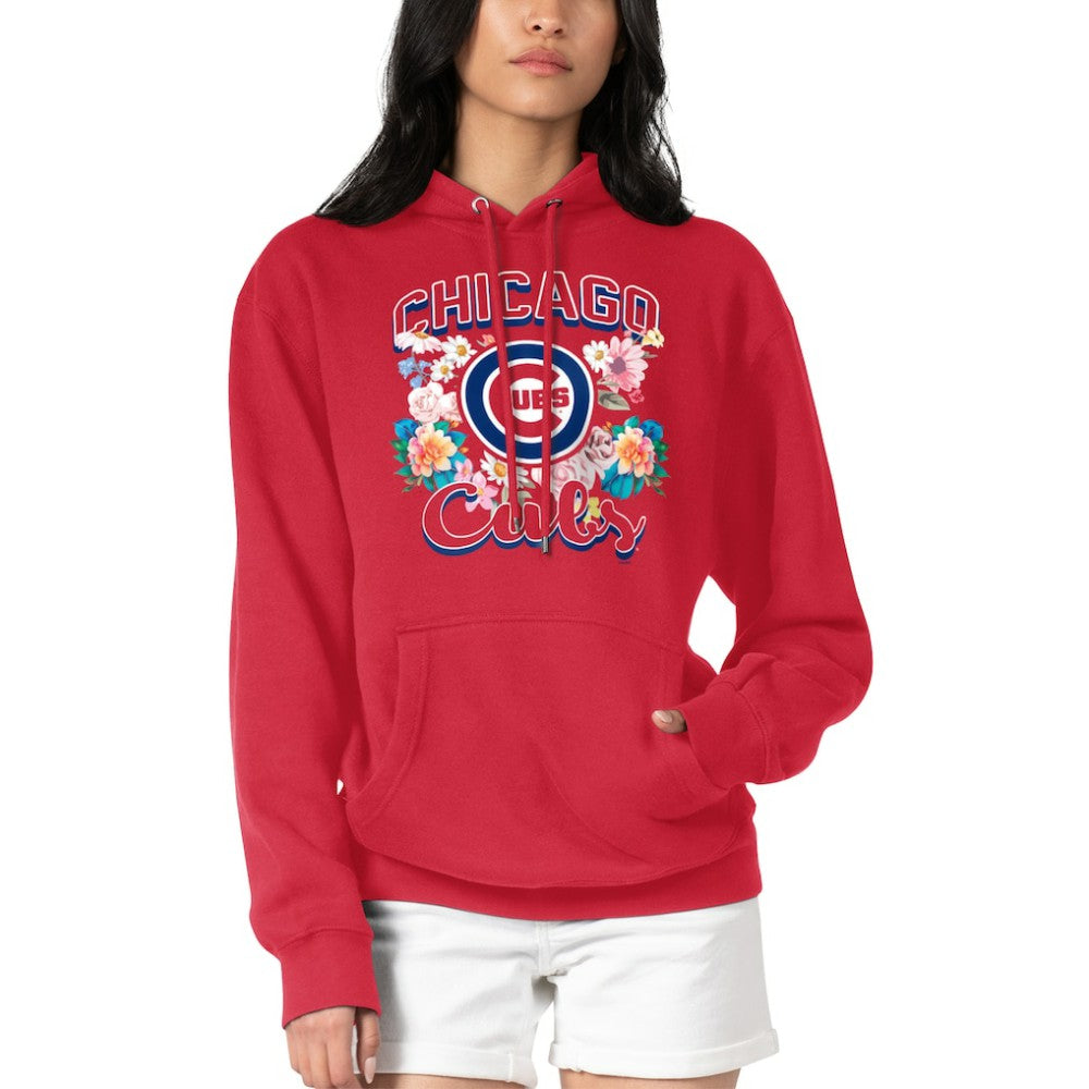 Red Chicago Cubs G-III 4Her by Carl Banks Women's Flowers Graphic Pullover Hoodie