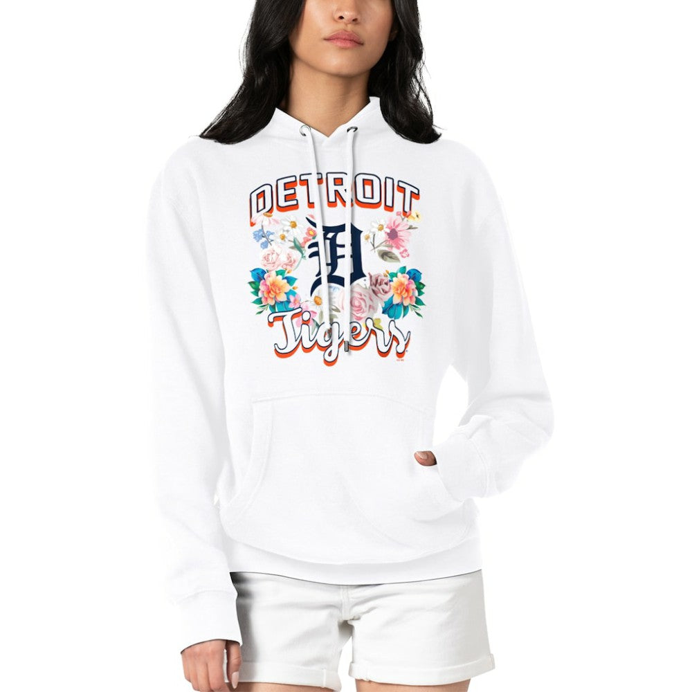White Detroit Tigers G-III 4Her by Carl Banks Women's Flowers Graphic Pullover Hoodie