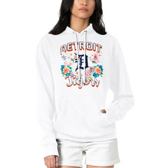 White Detroit Tigers G-III 4Her by Carl Banks Women's Flowers Graphic Pullover Hoodie