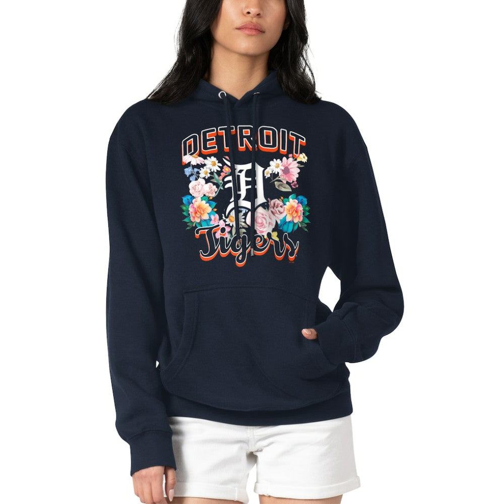 Navy Detroit Tigers G-III 4Her by Carl Banks Women's Flowers Graphic Pullover Hoodie