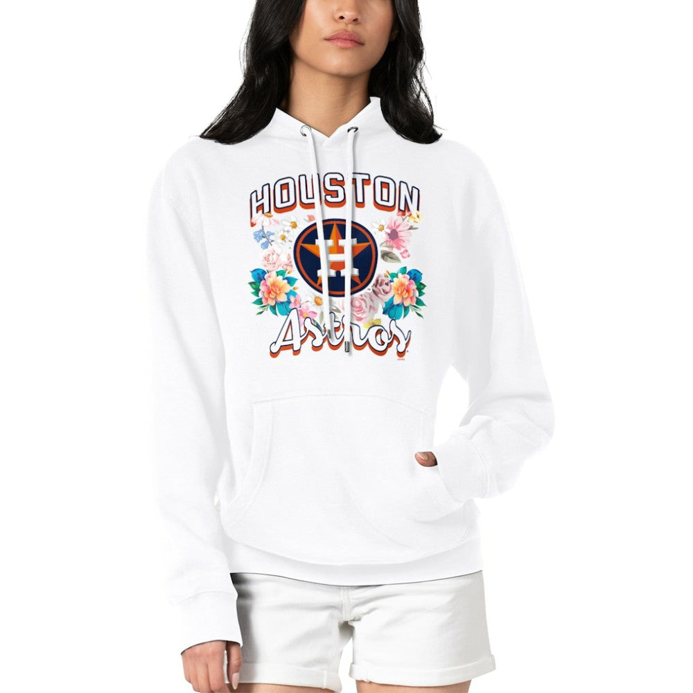 White Houston Astros G-III 4Her by Carl Banks Women's Flowers Graphic Pullover Hoodie