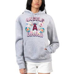 Heather Gray Los Angeles Angels G-III 4Her by Carl Banks Women's Flowers Graphic Pullover Hoodie