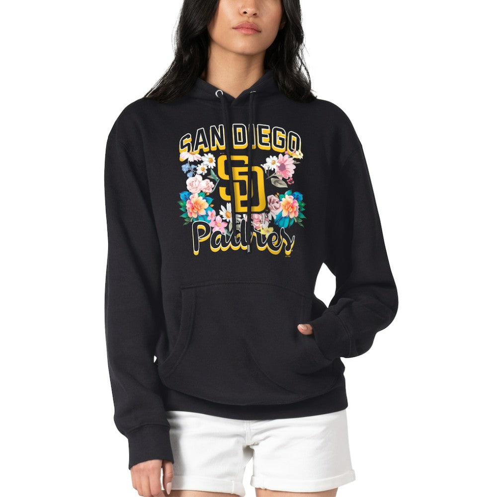 Black San Diego Padres G-III 4Her by Carl Banks Women's Flowers Graphic Pullover Hoodie