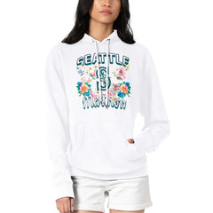 White Seattle Mariners G-III 4Her by Carl Banks Women's Flowers Graphic Pullover Hoodie