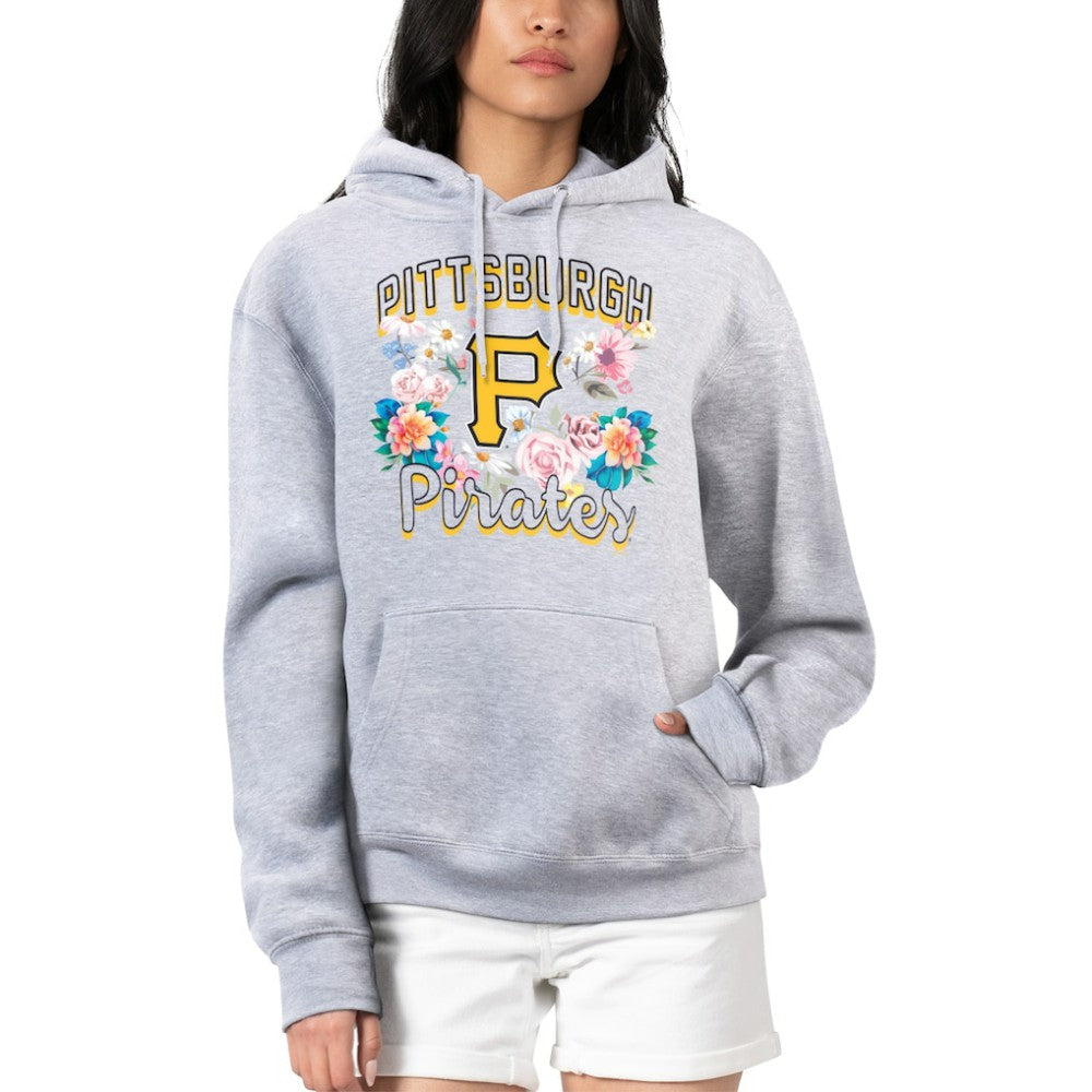 Heather Gray Pittsburgh Pirates G-III 4Her by Carl Banks Women's Flowers Graphic Pullover Hoodie