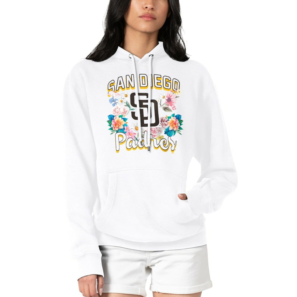 White San Diego Padres G-III 4Her by Carl Banks Women's Flowers Graphic Pullover Hoodie